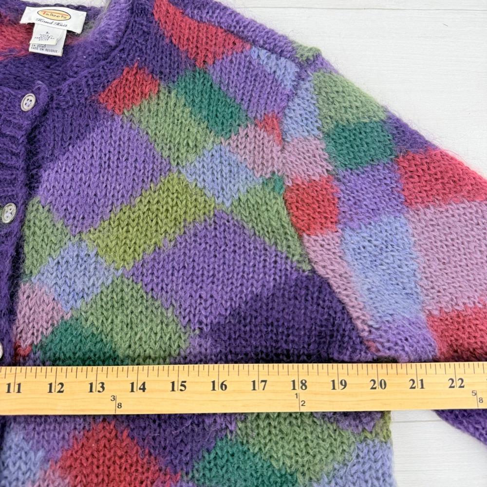 Vtg Talbots Cardigan Sweater Womens L Mohair Blend Hand Knit Argyle Grandmacore - Picture 13 of 16
